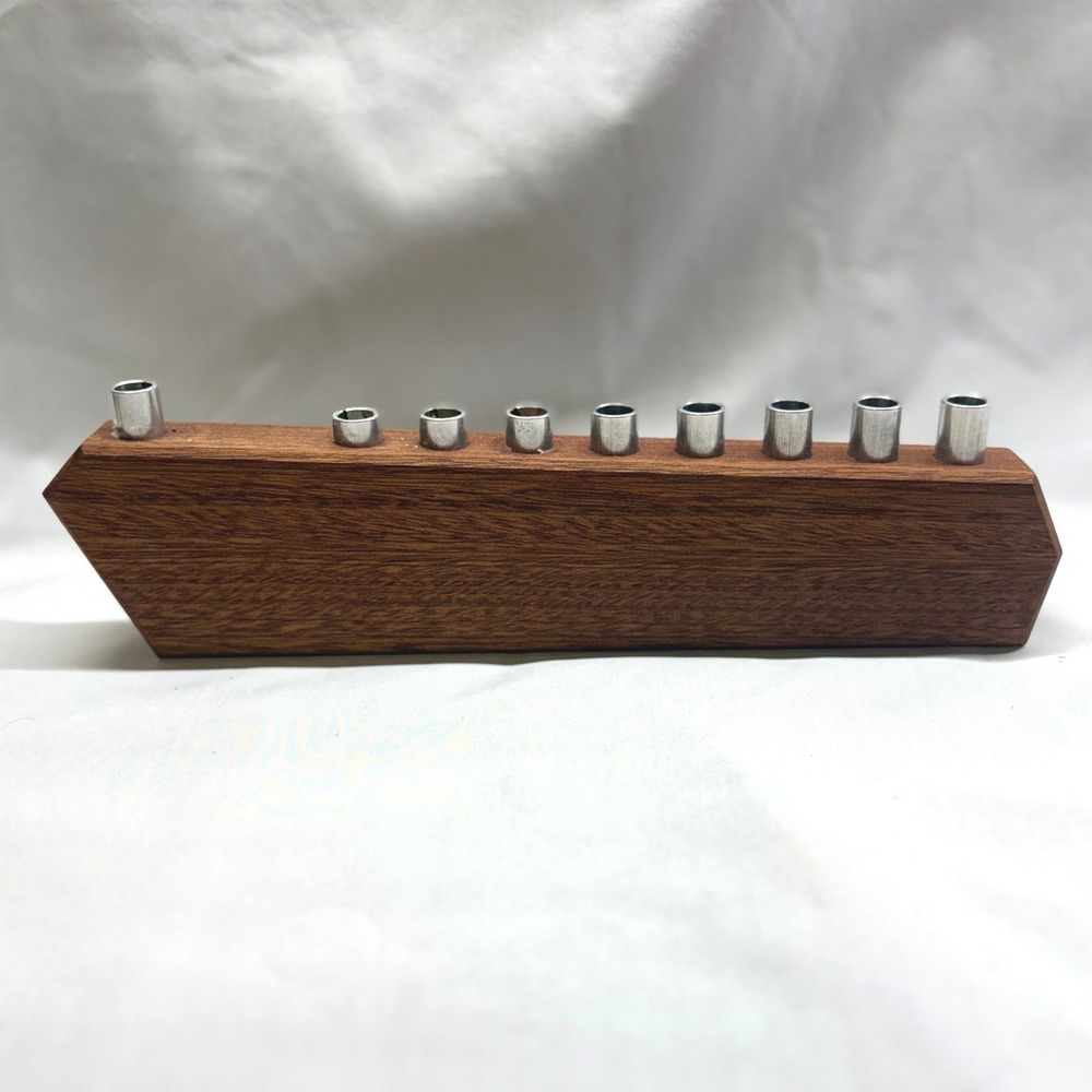 Unbranded Menorah Unisex OS Brown Good MCM Wood Metal Hanukkah Judaica